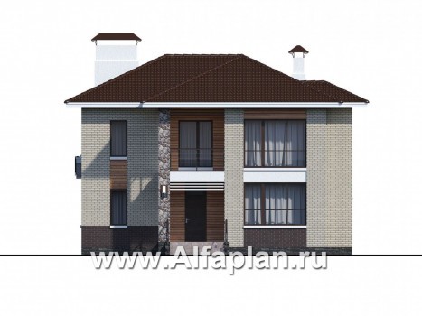 Проекты домов Альфаплан - «Формула успеха» - загородный дом с удобной планировкой - превью фасада №1