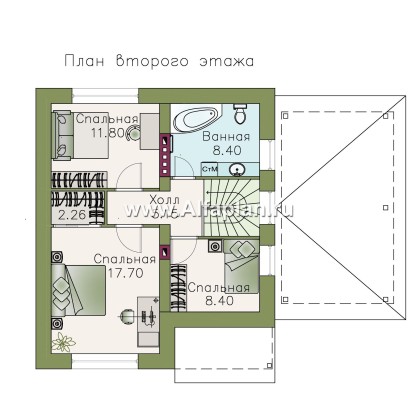 Проекты домов Альфаплан - «Оптима»- стильный современный коттедж с гаражом-навесом - превью плана проекта №2