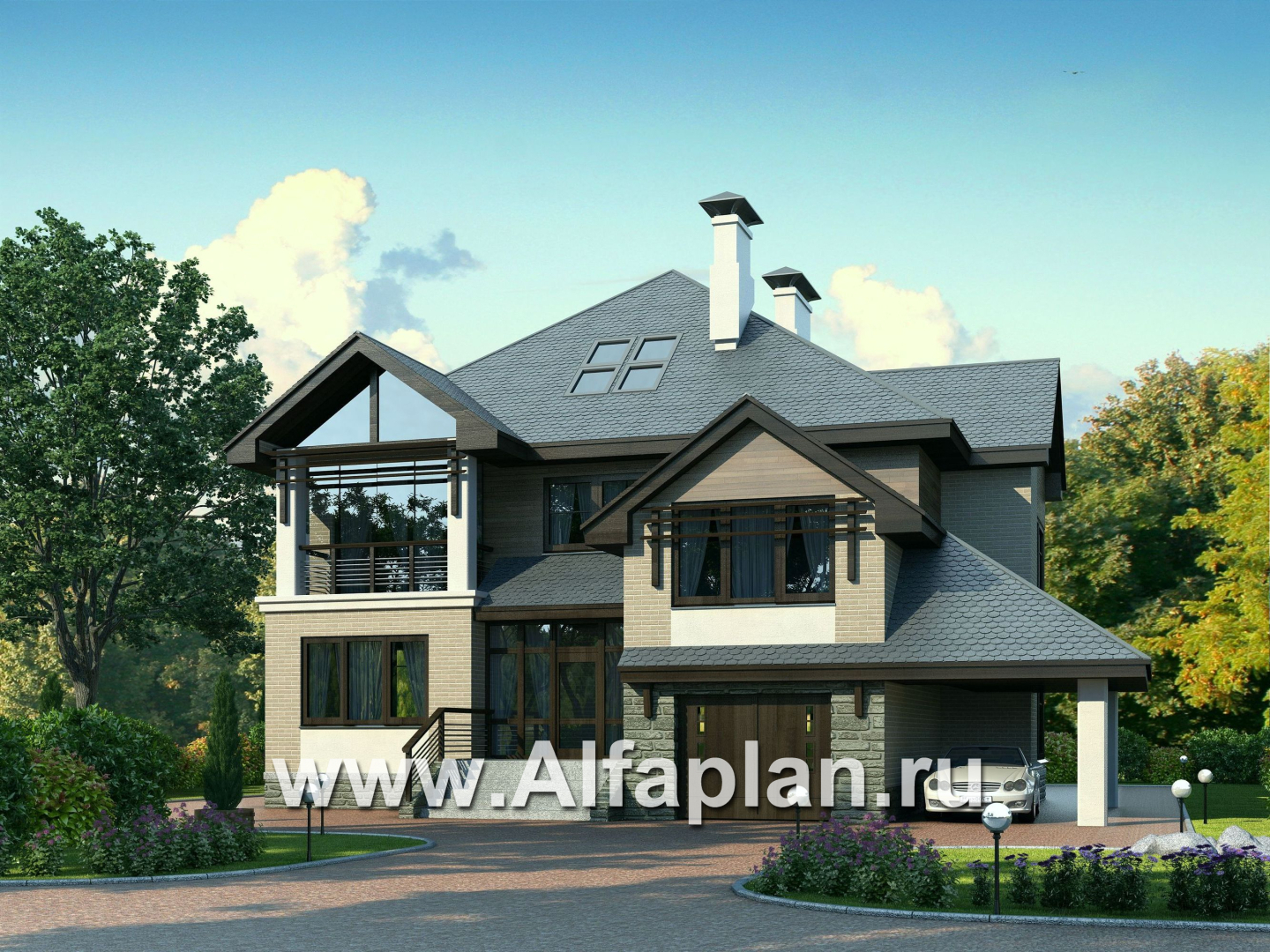 Проекты домов Альфаплан - «Современник» с панорамными окнами - дополнительное изображение №1
