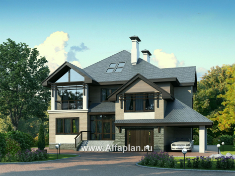 Проекты домов Альфаплан - «Современник» с панорамными окнами - превью дополнительного изображения №1