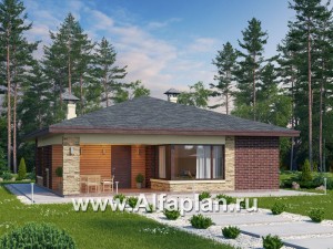 Проекты домов Альфаплан - «Дега» - стильный, компактный дачный дом из газобетона - превью основного изображения