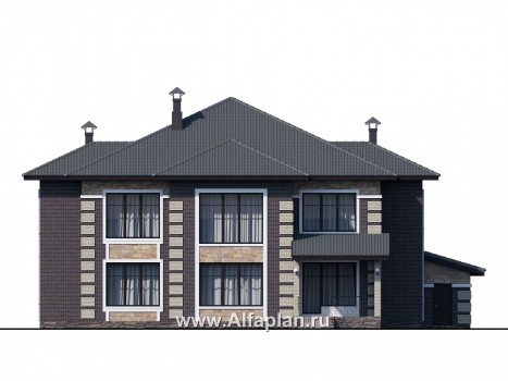 «Двина» — проект двухэтажного дома, особняк с биллиардной и с террасой, с гаражом на 2 авто - превью фасада дома