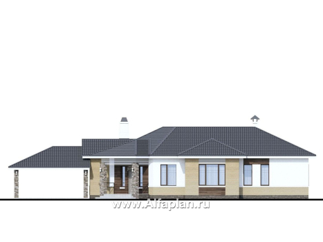 Проекты домов Альфаплан - «Модуль» — современный дом с диагональным планом - превью фасада №1