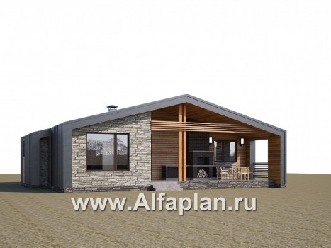 Проекты домов Альфаплан - «Гамма» - стильный каркасный дом с сауной - превью дополнительного изображения №1