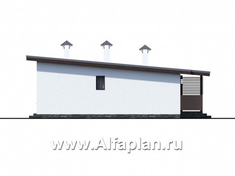 Проекты домов Альфаплан - «Зита» - просторный коттедж в один этаж с сауной и джакузи - превью фасада №2