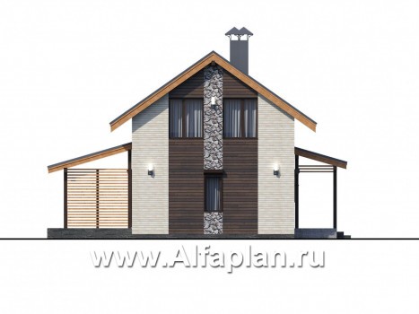 Проекты домов Альфаплан - «Сигма» - небольшой дом с сауной на первом этаже - превью фасада №4