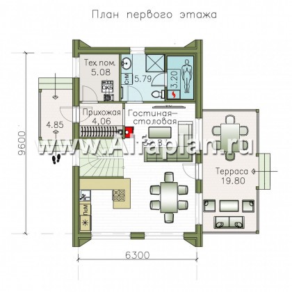 Проекты домов Альфаплан - «Сигма» - футуристичный дом в два этажа - превью плана проекта №1