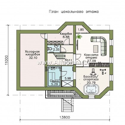 «Регенсбург Плюс»- проект дома, в немецком стиле, с эркером, с гаражом и с цокольным этажом - превью план дома