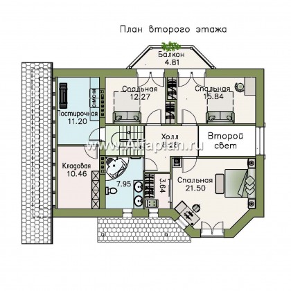 «Регенсбург Плюс»- проект дома, в немецком стиле, с эркером, с гаражом и с цокольным этажом - превью план дома