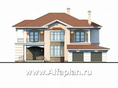 Проекты домов Альфаплан - «Первый класс» - современная классическая вилла - превью фасада №1