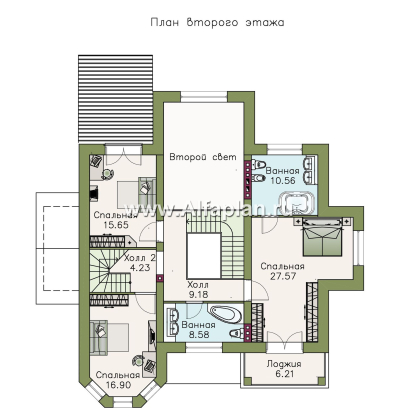 Проекты домов Альфаплан - «Воронцов»- коттедж с комфортной планировкой - превью плана проекта №2