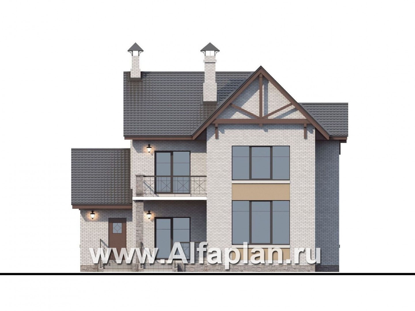 Проекты домов Альфаплан - «Чистые пруды» - компактный дом со вторым светом - изображение фасада №4
