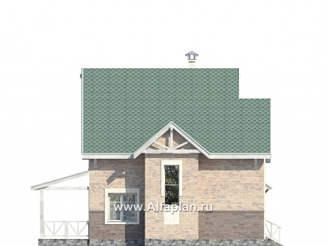 «Новая пристань» - проект дома с мансардой из газоблоков, планировка с кабинетом на 1 эт и вторым светом, с террасой - превью фасада дома