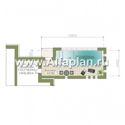 Проект бассейна для загородных домов 77А,Б, 94А, 134Б, 394А - превью план дома