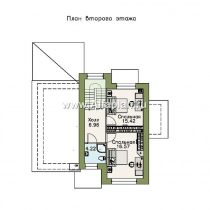 «Прагма» - проект двухэтажного дома из газобетона, с террасой, план с кабинетом на 1 эт - превью план дома