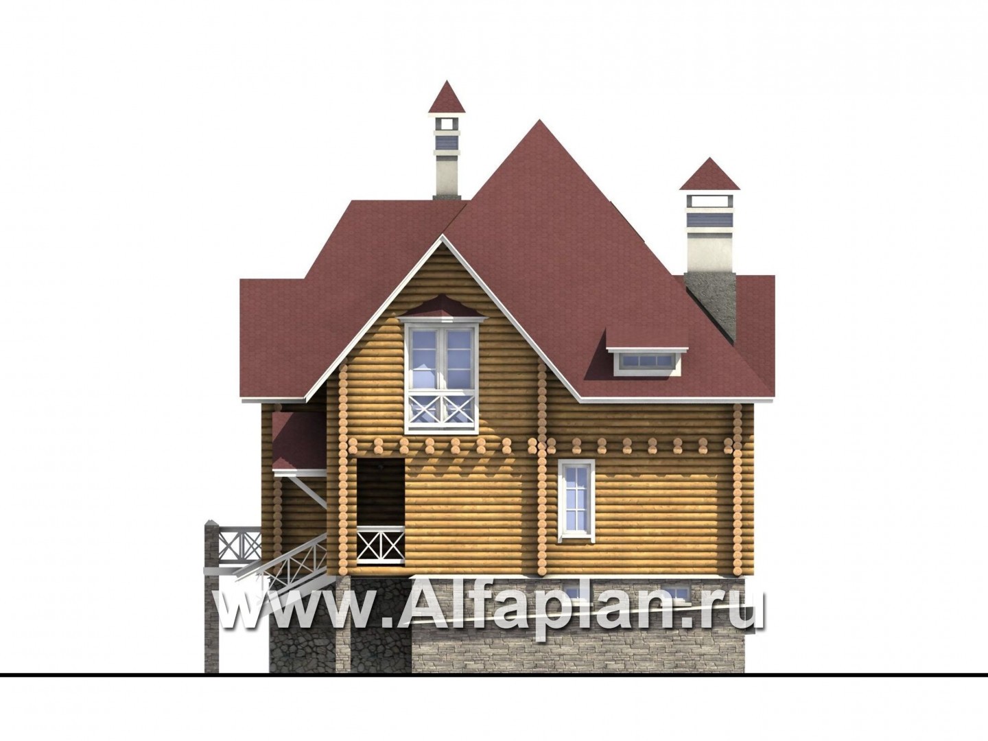 Проекты домов Альфаплан - «Транк Хаус» - деревянный дом с террасой - изображение фасада №4