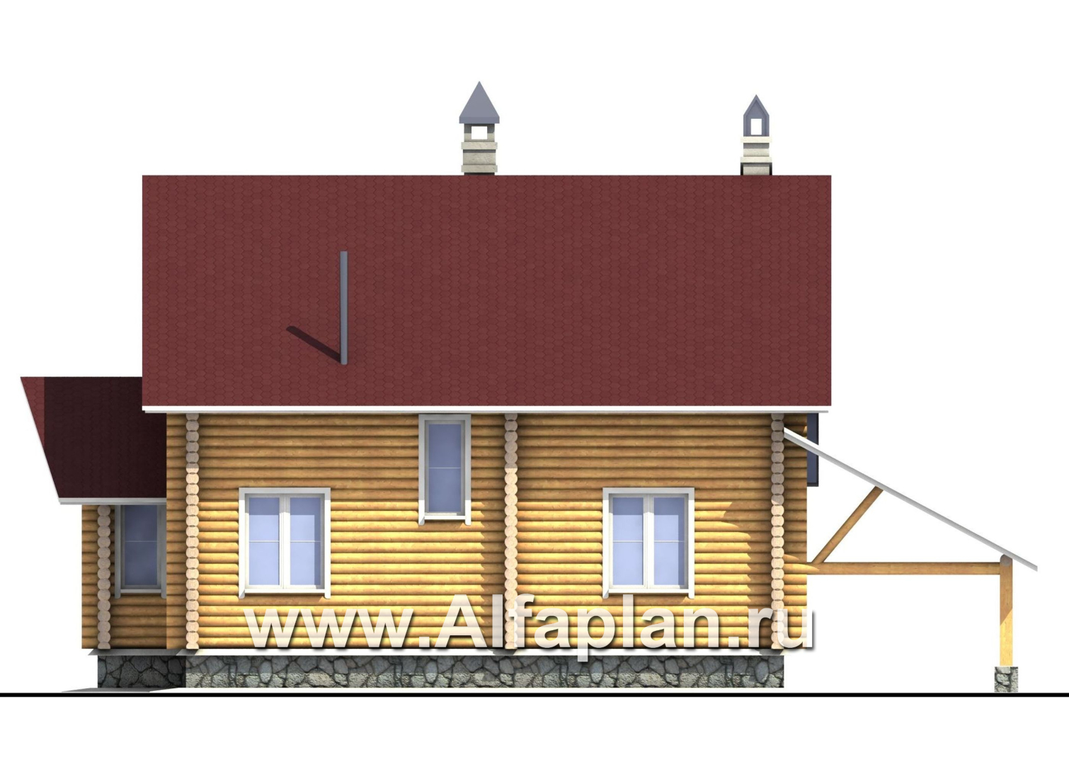 Проекты домов Альфаплан - «Л-Хаус» - деревянный дом с навесом для машины - изображение фасада №4