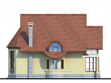 «Консул» - проект дома, со вторым светом гостиной, с террасой и с эркером, в стиле модерн - превью фасада дома