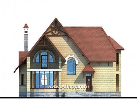 «Консул» - проект дома, со вторым светом гостиной, с террасой и с эркером, в стиле модерн - превью фасада дома