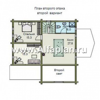 Проекты домов Альфаплан - «Усадьба» - деревянный  дом с высоким цоколем - превью плана проекта №4