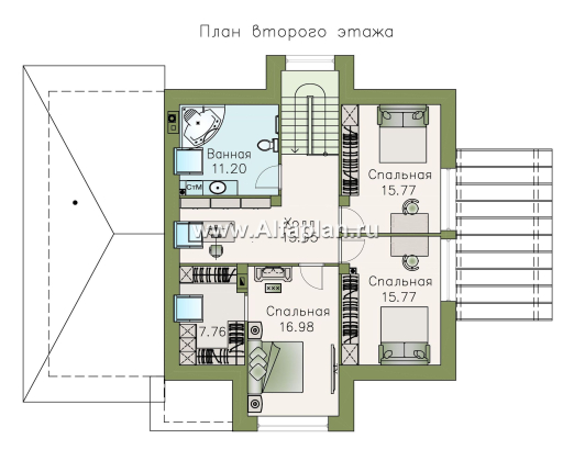 Проекты домов Альфаплан - «Альтаир» - современный мансардный дом с гаражом - превью плана проекта №2