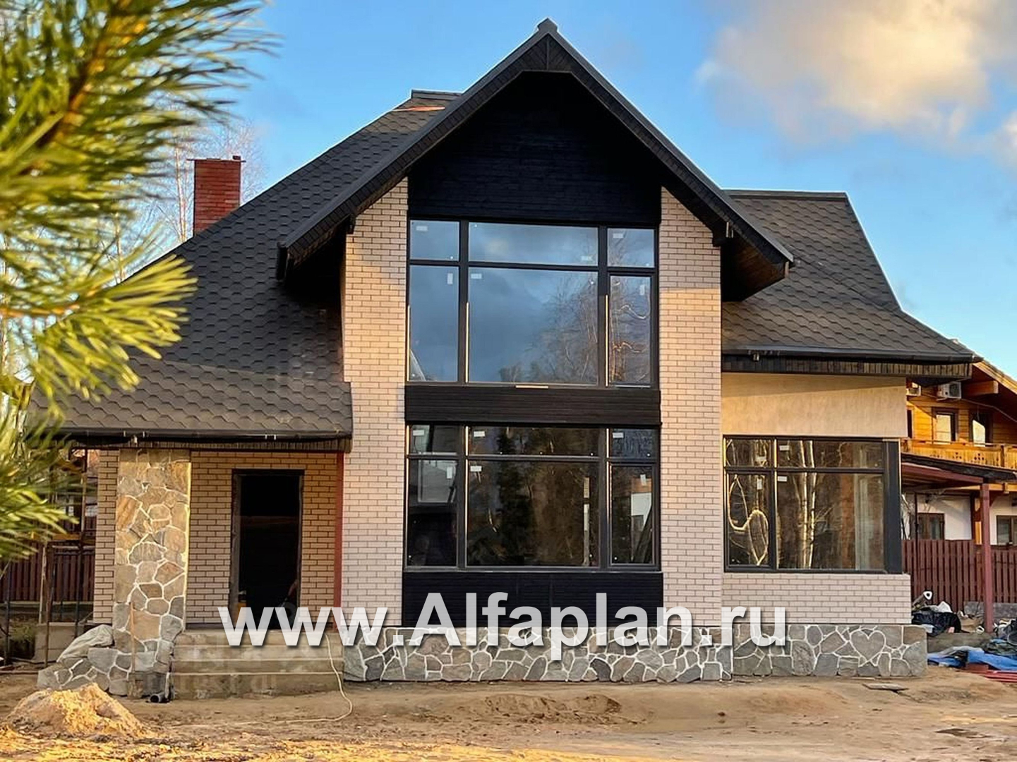 Проекты домов Альфаплан - «Альтаир» - современный мансардный дом с гаражом - дополнительное изображение №2