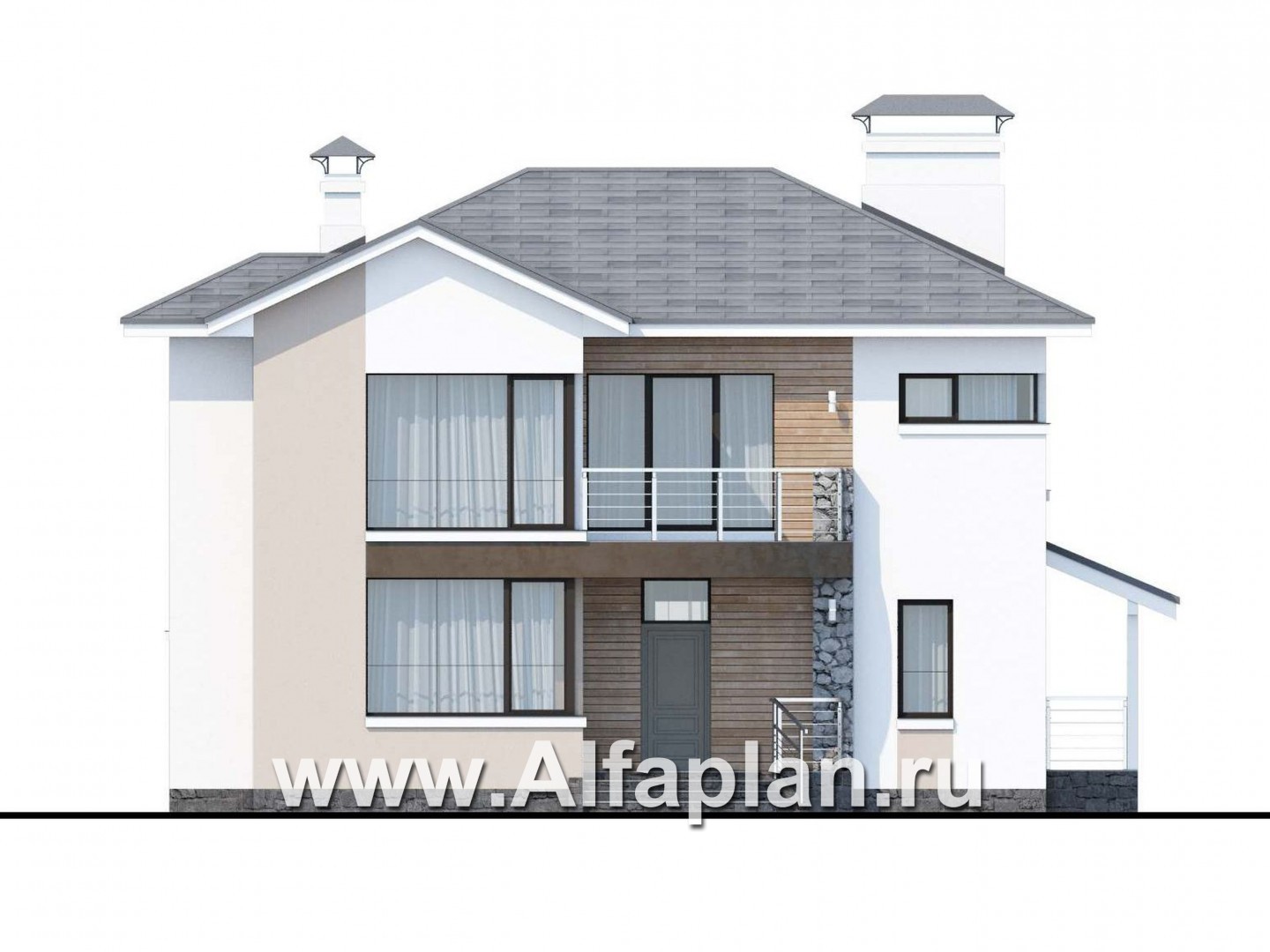 Проекты домов Альфаплан - «Платина» - стильный современный дом в европейской традиции - изображение фасада №1