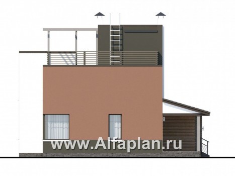 Проекты домов Альфаплан - «Рефлекс» - комфортабельный коттедж с эксплуатируемой кровлей - превью фасада №2
