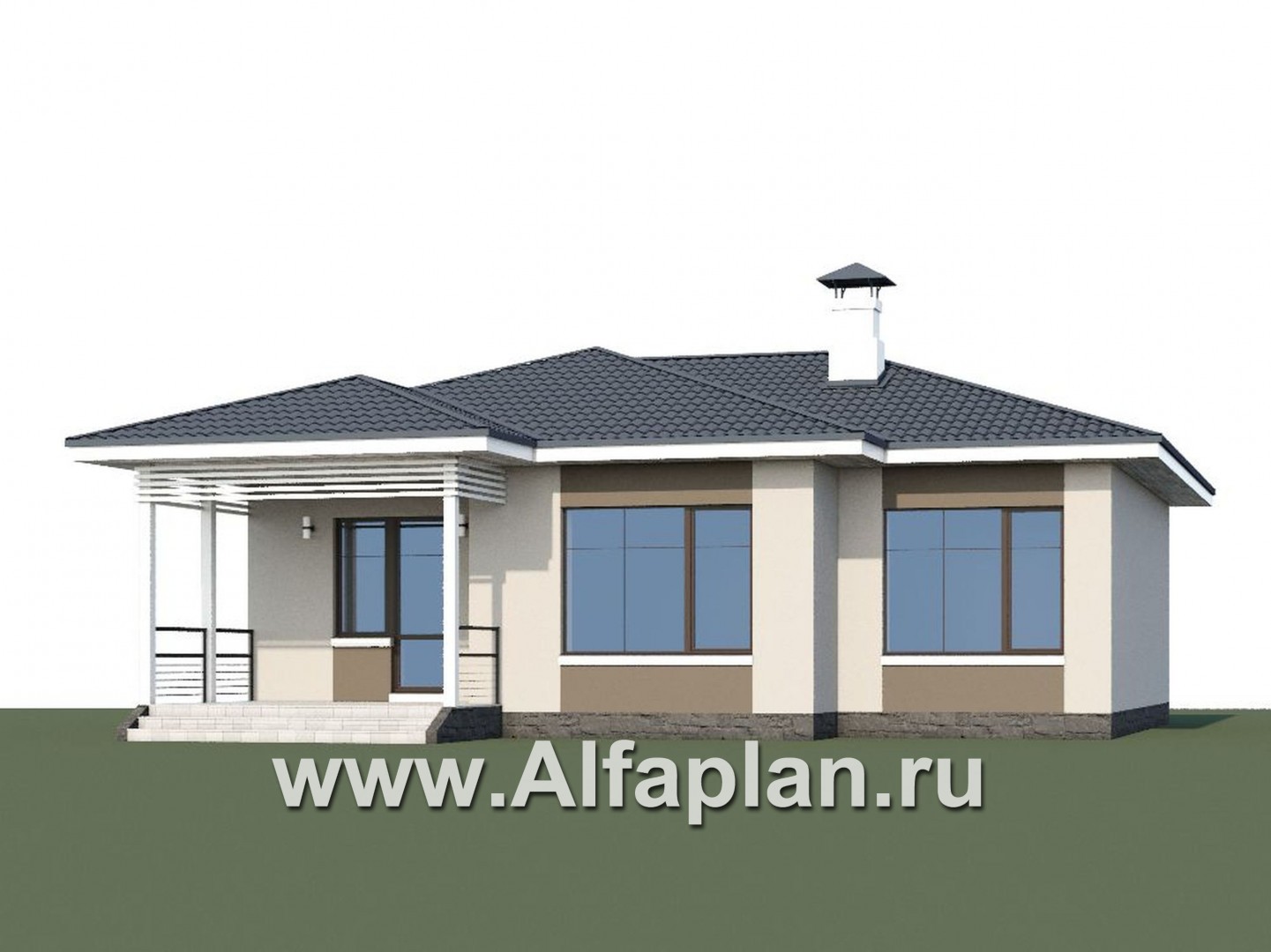 Проекты домов Альфаплан - «Бирюса» - одноэтажный коттедж для небольшой семьи - дополнительное изображение №1