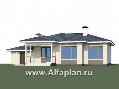 Проекты домов Альфаплан - «Бирюса» - одноэтажный коттедж для небольшой семьи, с теплым гаражом - превью дополнительного изображения №1