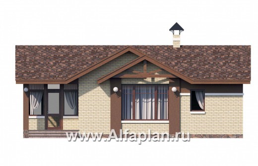 Проекты домов Альфаплан - Дом для отдыха (баня) для небольшого  участка - превью фасада №1