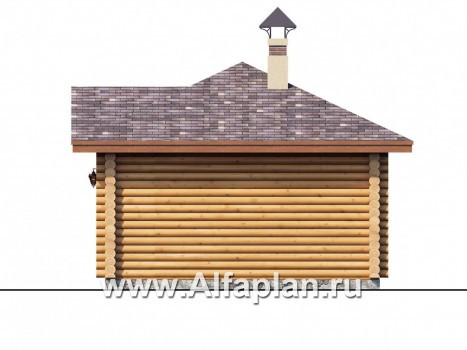 Проекты домов Альфаплан - Баня из бревен с террасой для небольшого участка - превью фасада №2