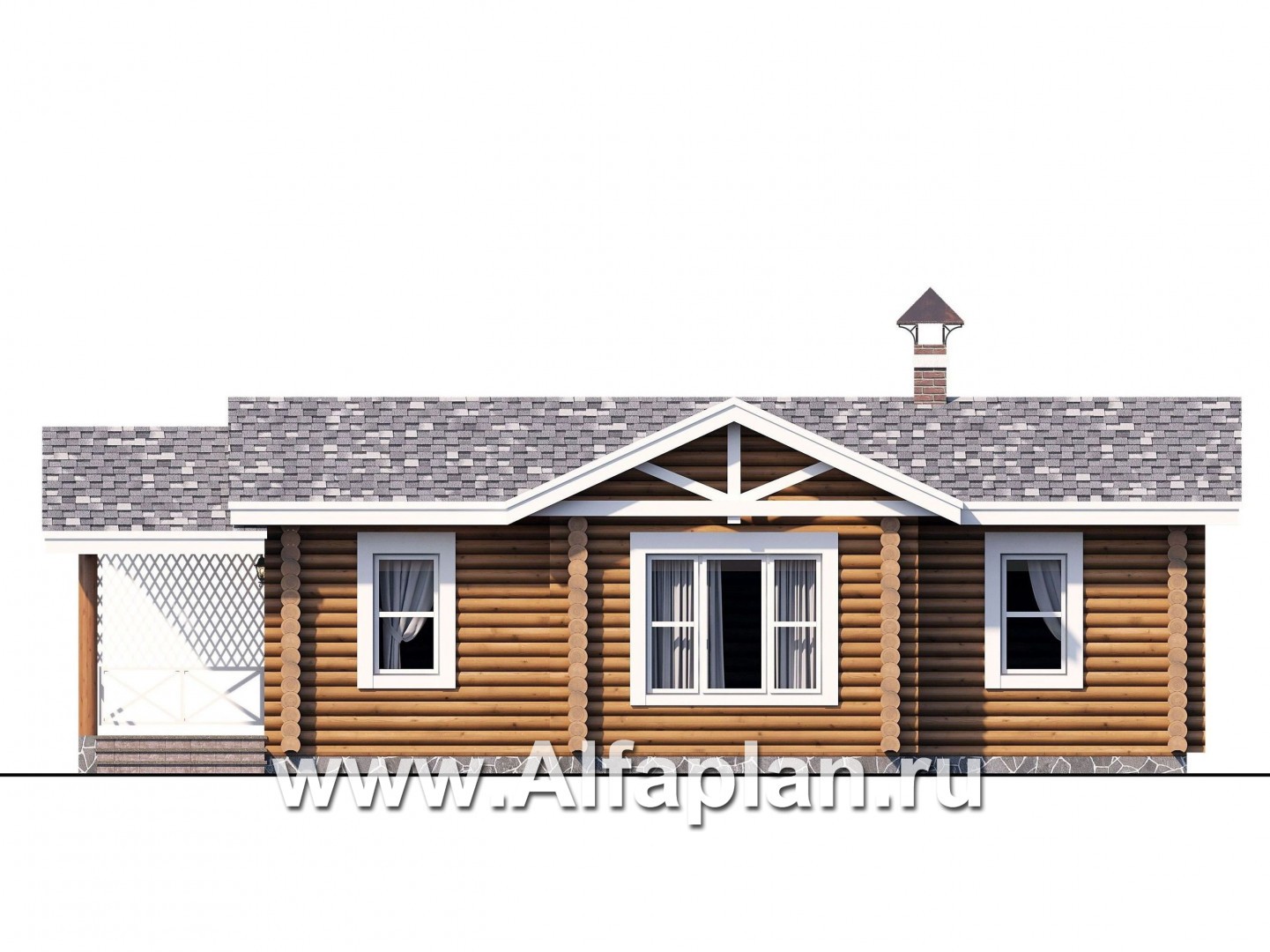 Проекты домов Альфаплан - Узкая деревянная баня с гостевой спальной - изображение фасада №1