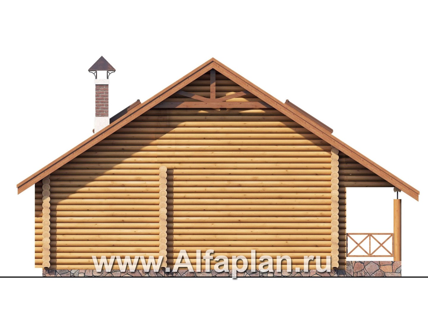 Проекты домов Альфаплан - Баня из бревен с гостевой спальной комнатой в мансарде - изображение фасада №4