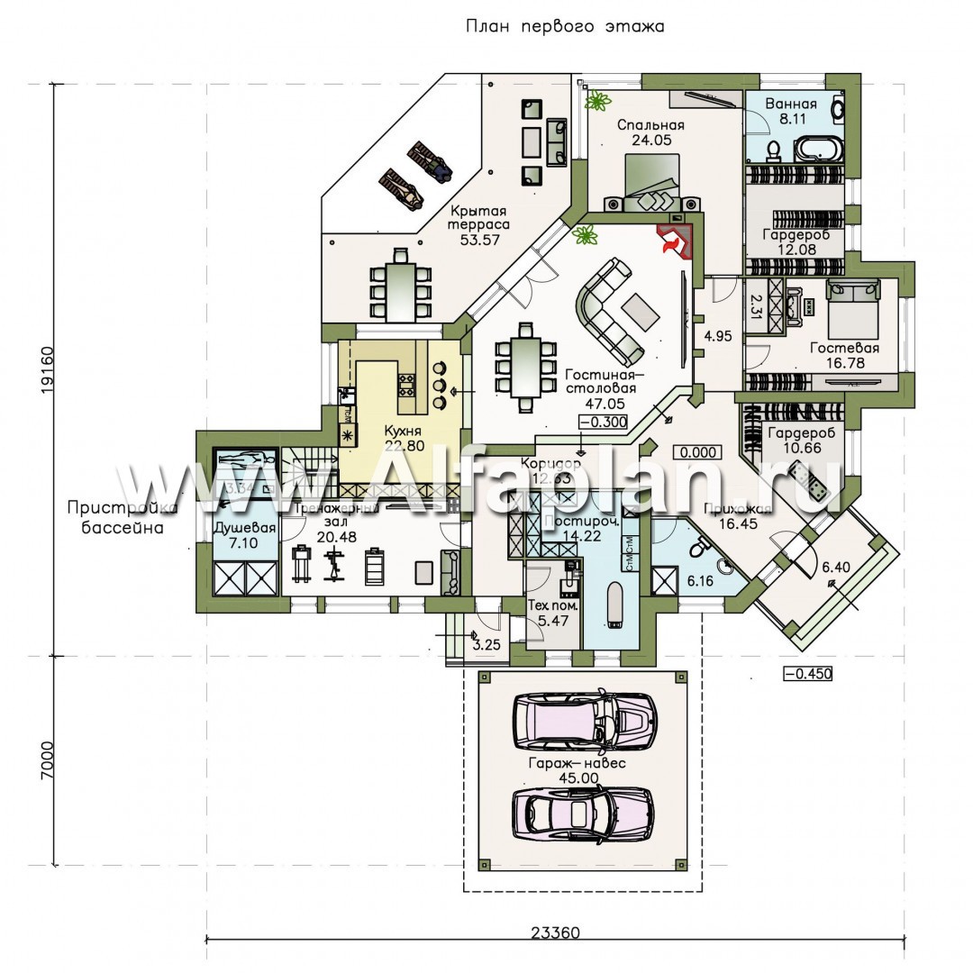 Проекты домов Альфаплан - «Альтер Эго» - эксклюзивный одноэтажный кирпичный дом - изображение плана проекта №2