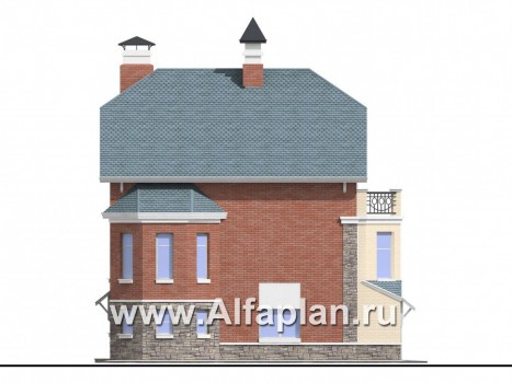 Проекты домов Альфаплан - «Корвет» - трехэтажный коттедж с гаражом - превью фасада №3
