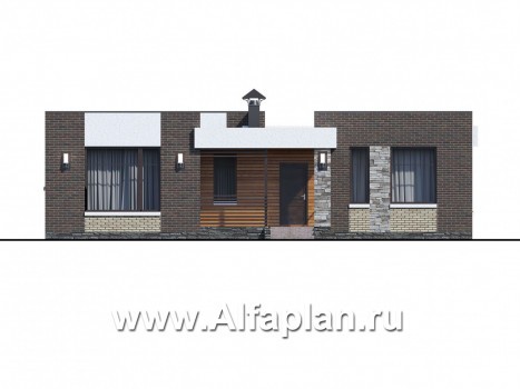 Проекты домов Альфаплан - «Бенуа» - стильный коттедж с плоской кровлей - превью фасада №1