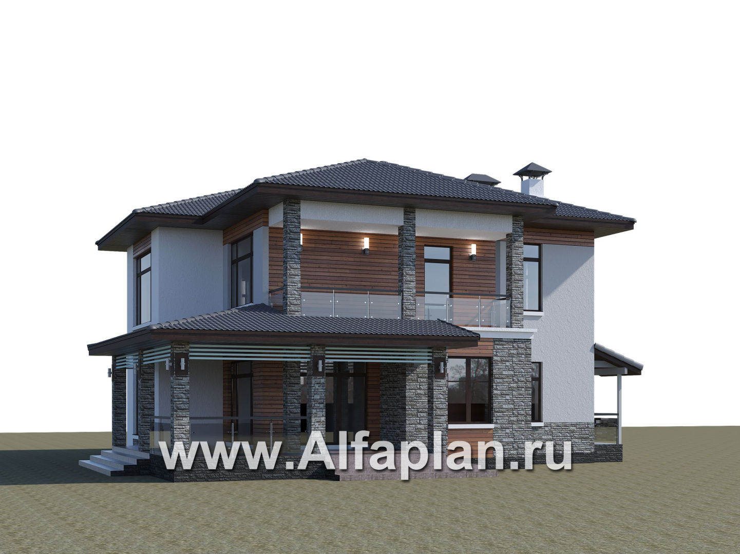 Проекты домов Альфаплан - «Отражение» - двухэтажный дом для большой семьи - дополнительное изображение №2