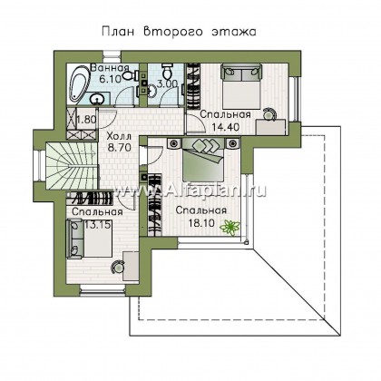 «Квантум» - современный двухэтажный дом, с террасой, с комнатой на 1 этаже, для углового участка - превью план дома