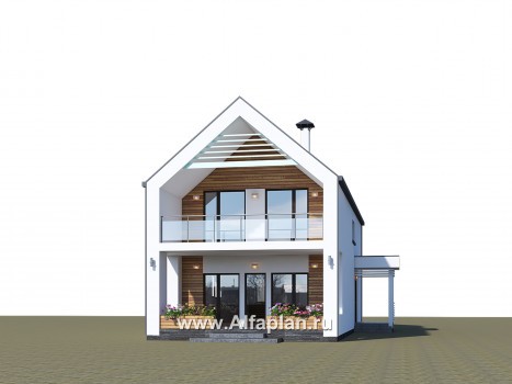 «Барн» - проект дома с мансардой, современный стиль барнхаус, с сауной, с террасой и балконом - превью дополнительного изображения №3