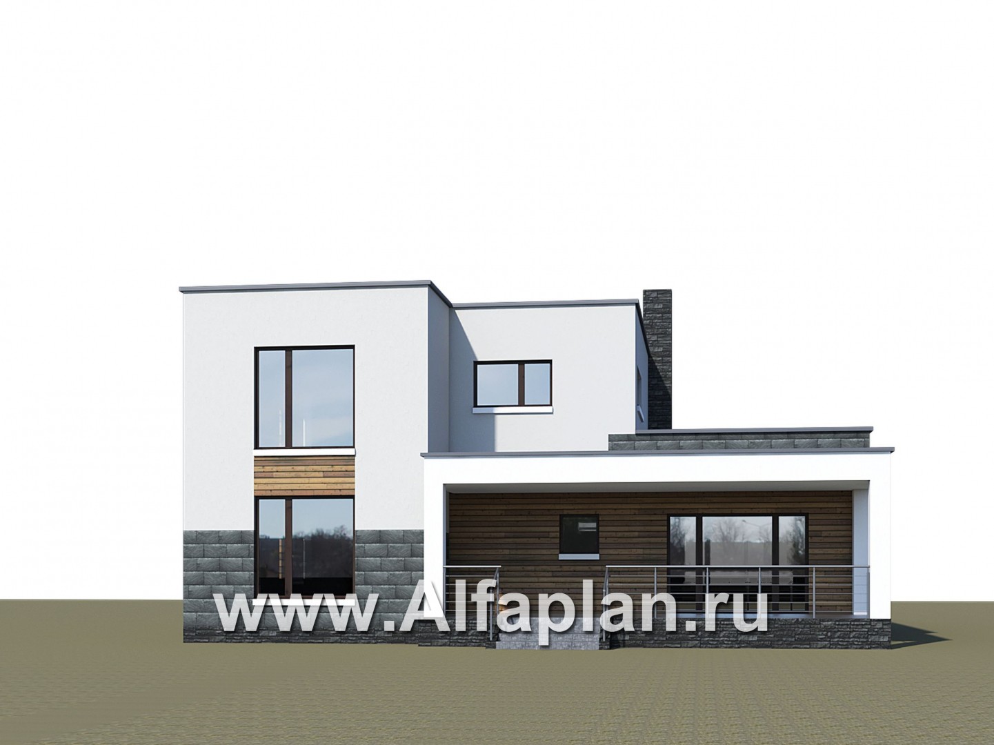 Проекты домов Альфаплан - «Футура» - современный двухэтажный дом с плоской кровлей - дополнительное изображение №2