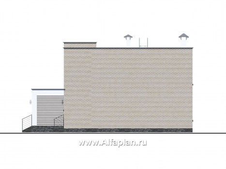 Проекты домов Альфаплан - «Эрго» - проект двухэтажного дома с плоской кровлей 10х10м - превью фасада №2