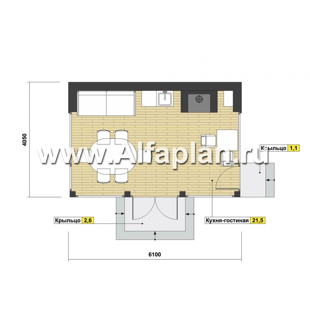 Проект современной беседки с камином и остеклением - план дома