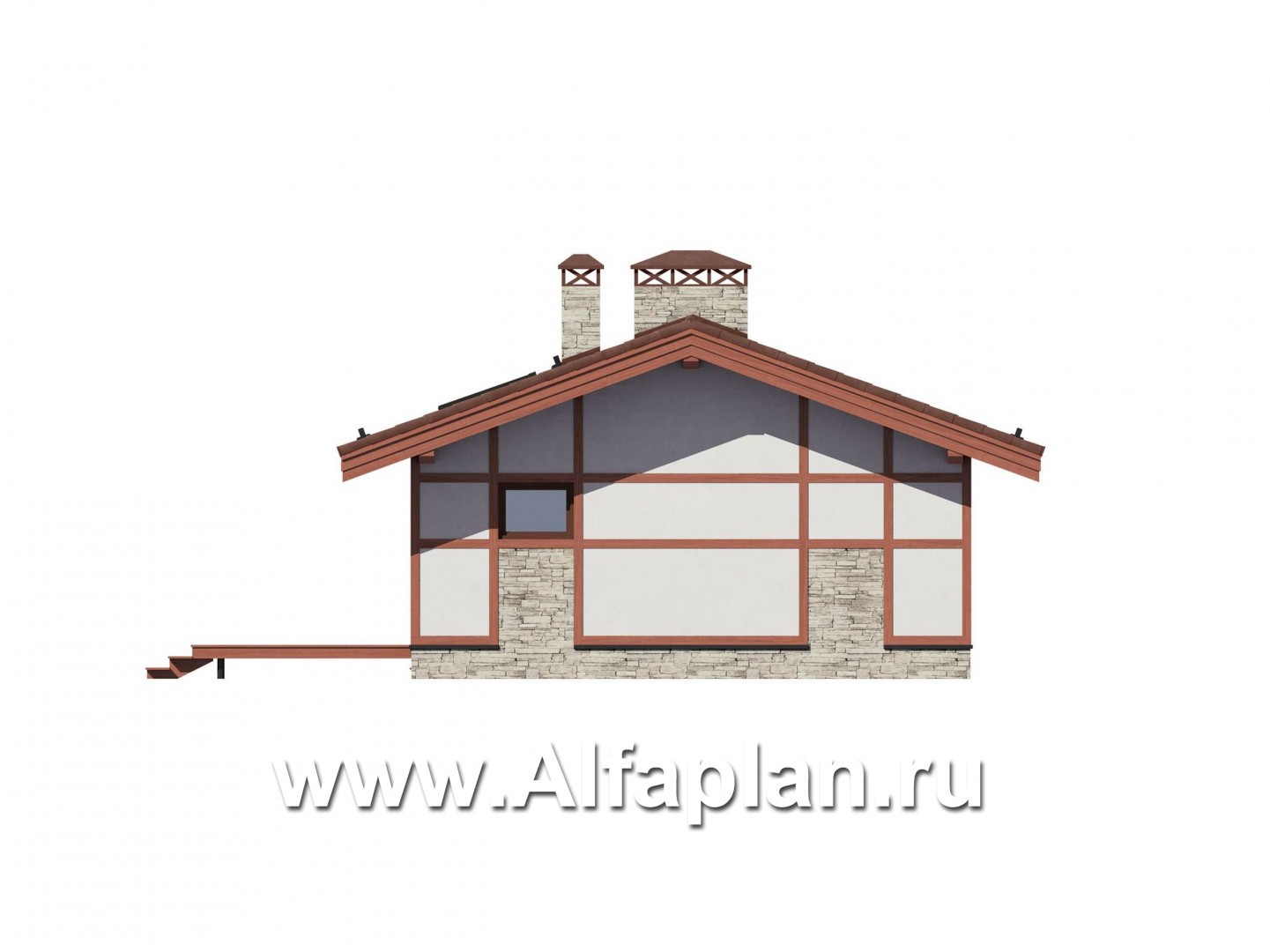 Проект бани с террасой, дом для отдыха, дача - фасад дома