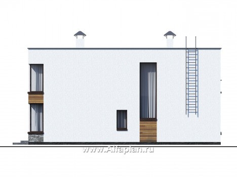 Проекты домов Альфаплан - «Спектр» - проект современного дома с двумя жилыми комнатами на 1-ом этаже - превью фасада №2