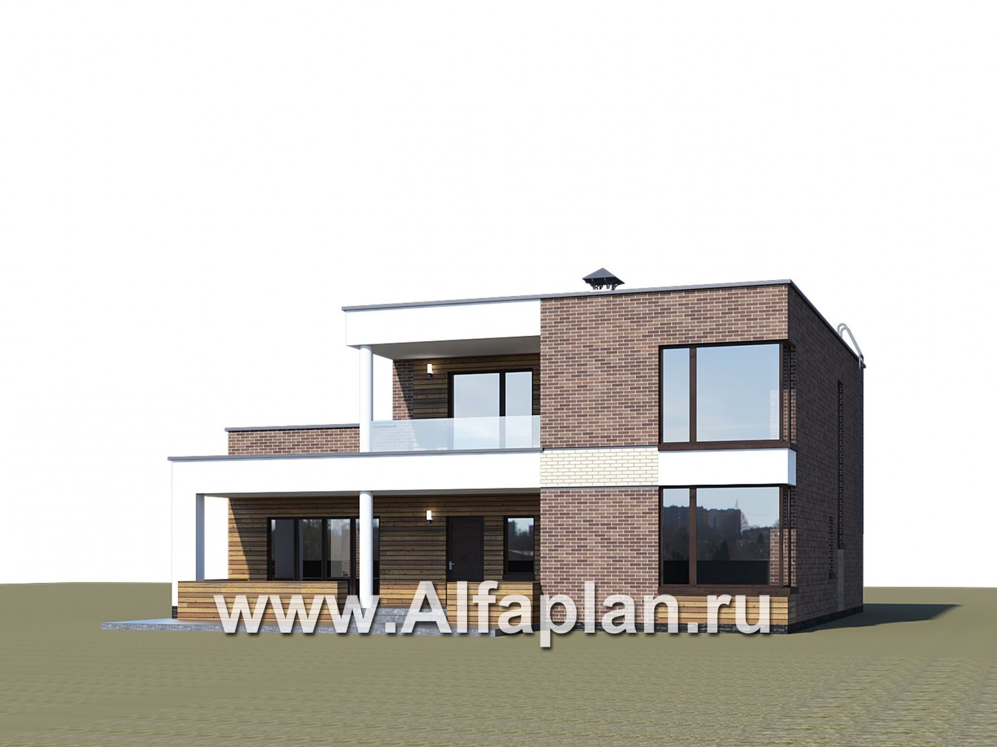 Проекты домов Альфаплан - «Спектр» - проект современного дома с двумя жилыми комнатами на 1-ом этаже и сауной - дополнительное изображение №1