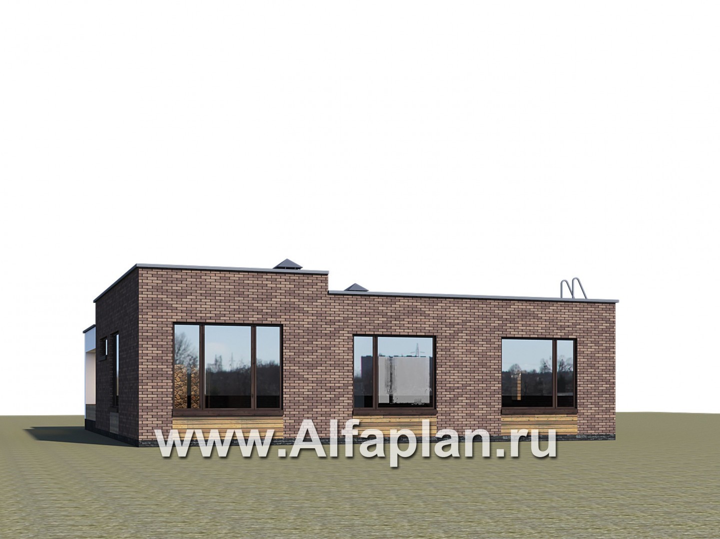 Проекты домов Альфаплан - «Фортис» - одноэтажный дом с плоской кровлей - дополнительное изображение №2