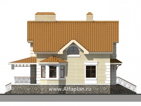 Проекты домов Альфаплан - Проект традиционного коттеджа из газобетона - превью фасада №3