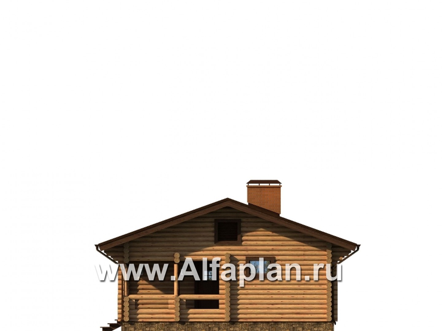 Проекты домов Альфаплан - Проект одноэтажного бревенчатого дома для отдыха - изображение фасада №3