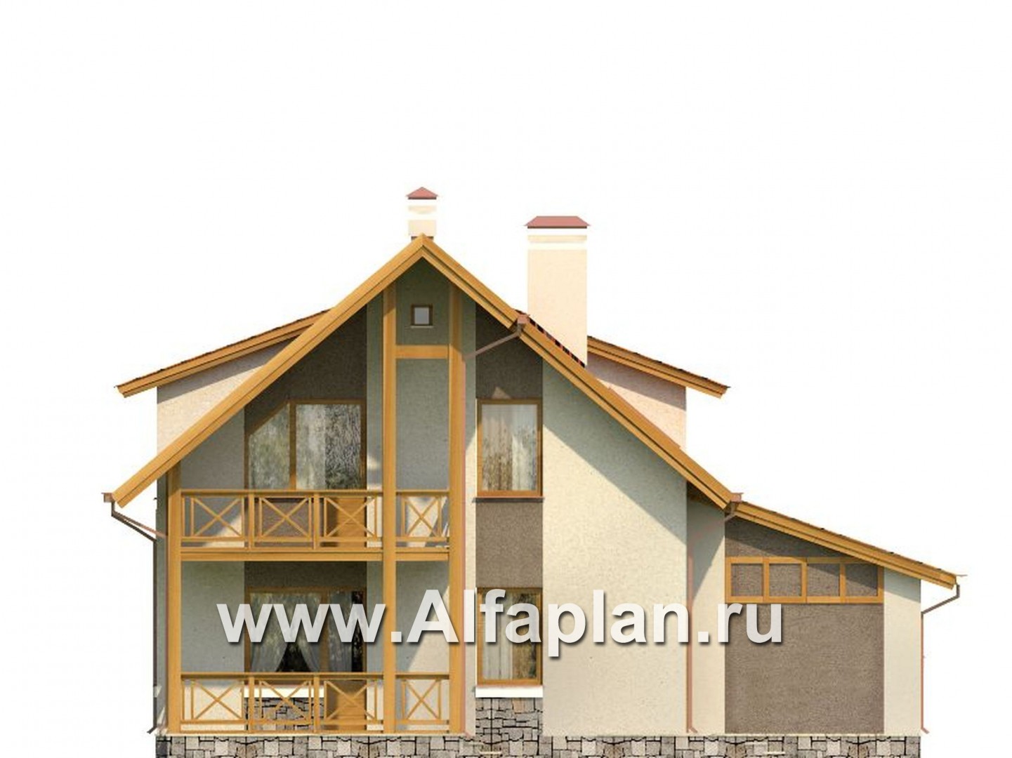 Проекты домов Альфаплан - Проект экономичного дома из газобетона - изображение фасада №2